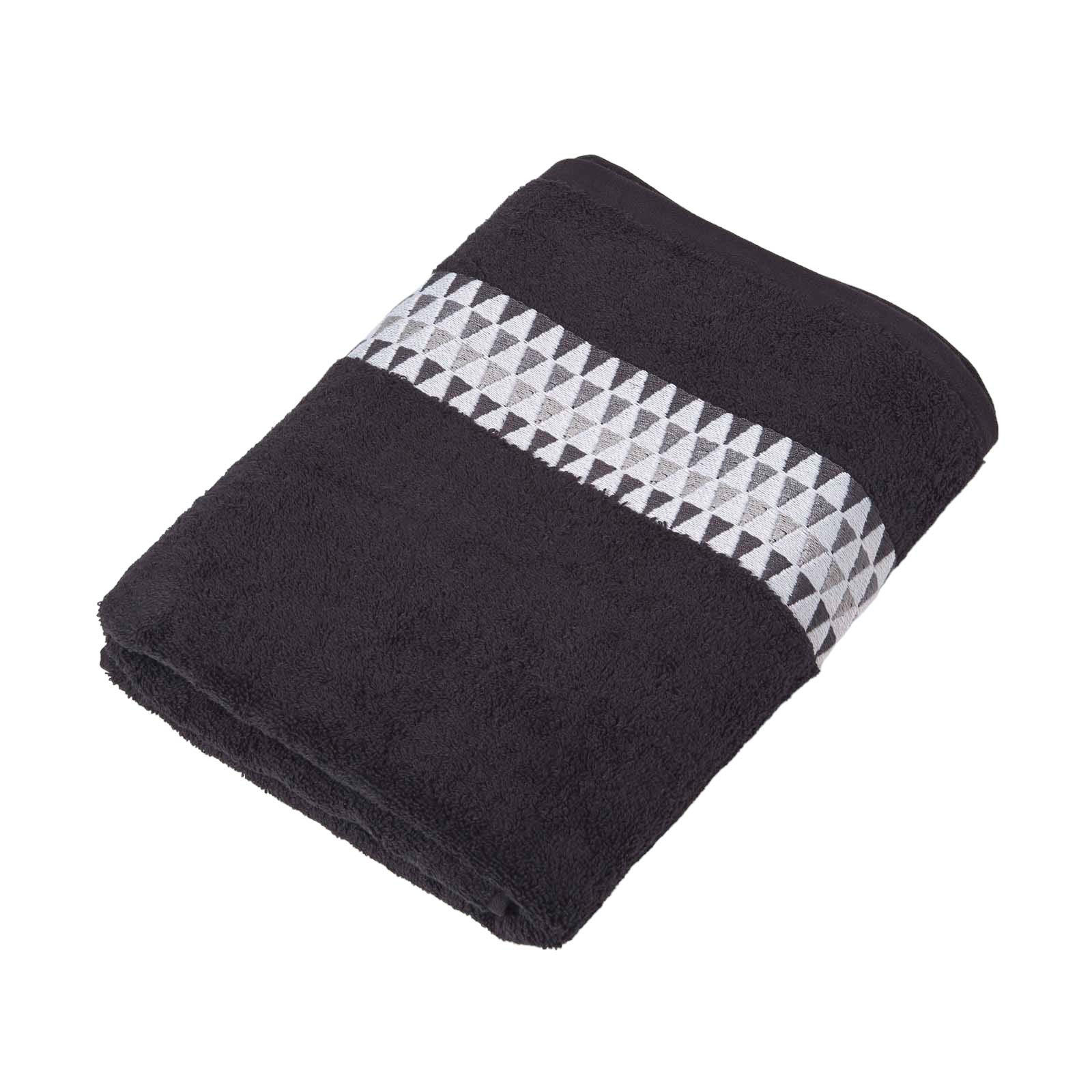 DUSCHTUCH Geometric schwarz 70/130 cm - Schwarz, Textil (70/130cm) - Homescapes