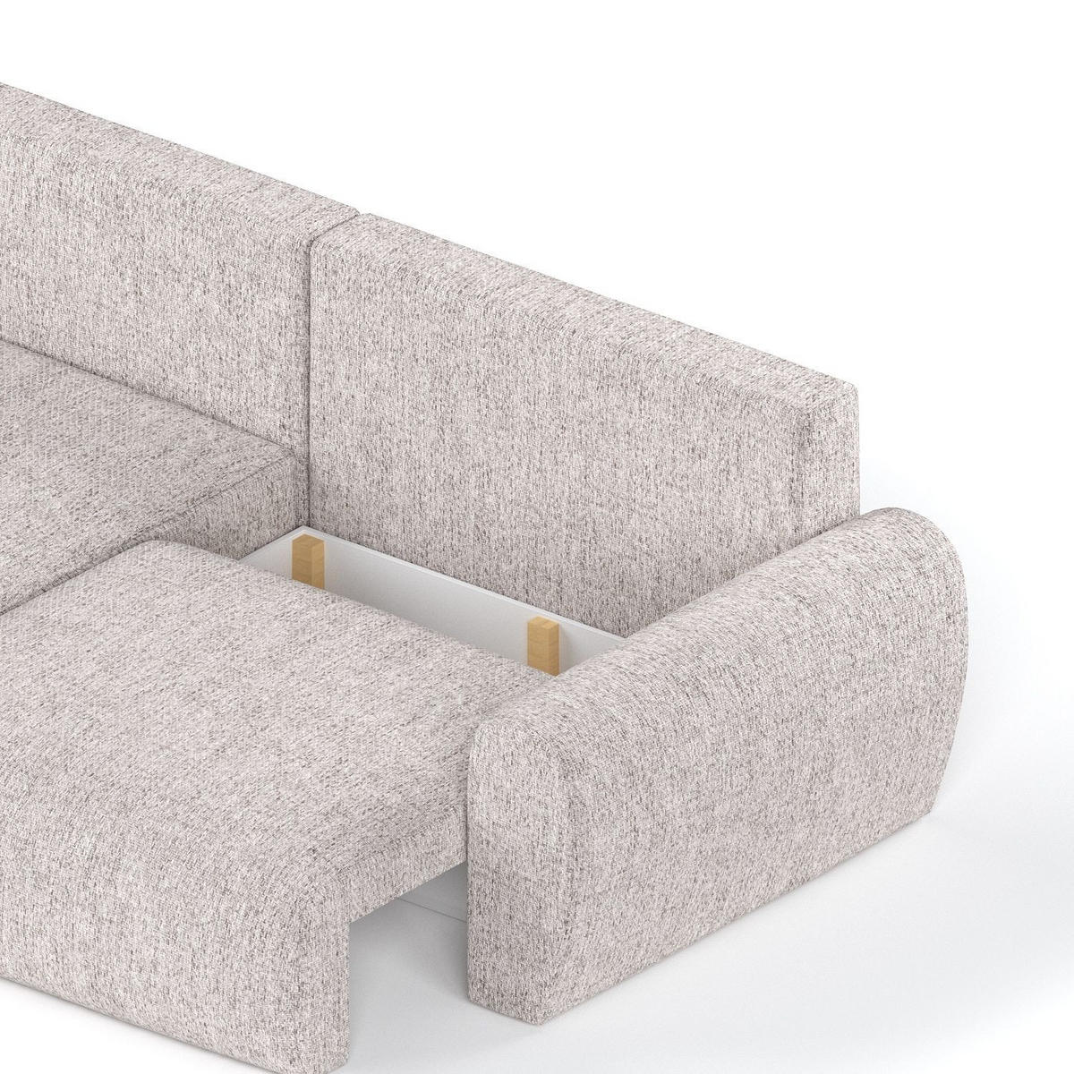 ECKSOFA OMARI mit Schlaffunktion Beige im Neve Stoff - Beige/Schwarz, Holz/Holzwerkstoff (253/153cm) - AltaBeds