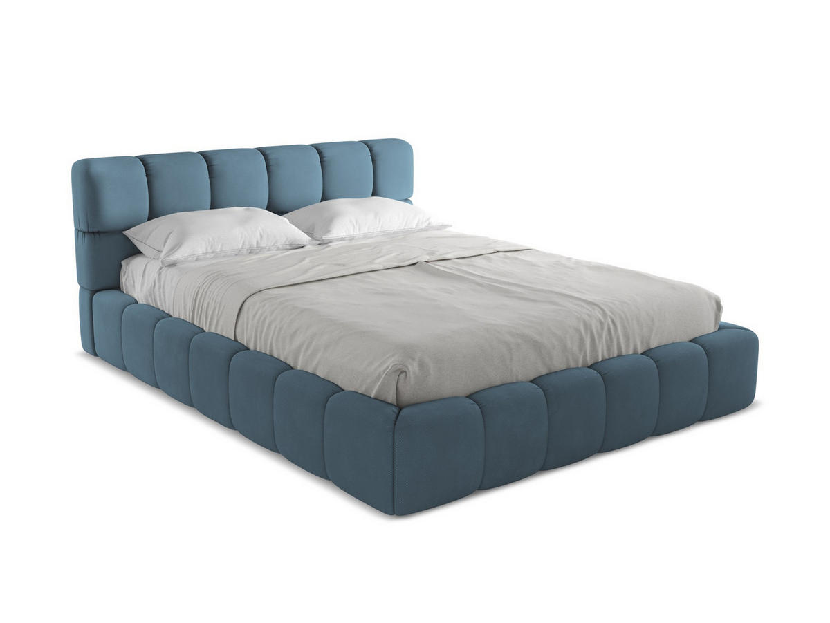 POLSTERBETT mit Bettkasten und Lattenrost 180x228 Blau - Blau/Blaugrau, Kunststoff/Textil (160/200cm) - Makamii