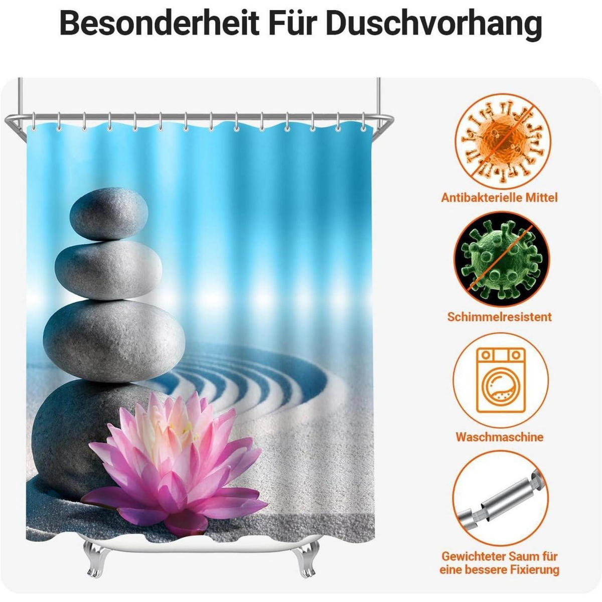 DUSCHVORHANG Kieswüste 240 x 200 cm - Multicolor, Textil (240/200cm)