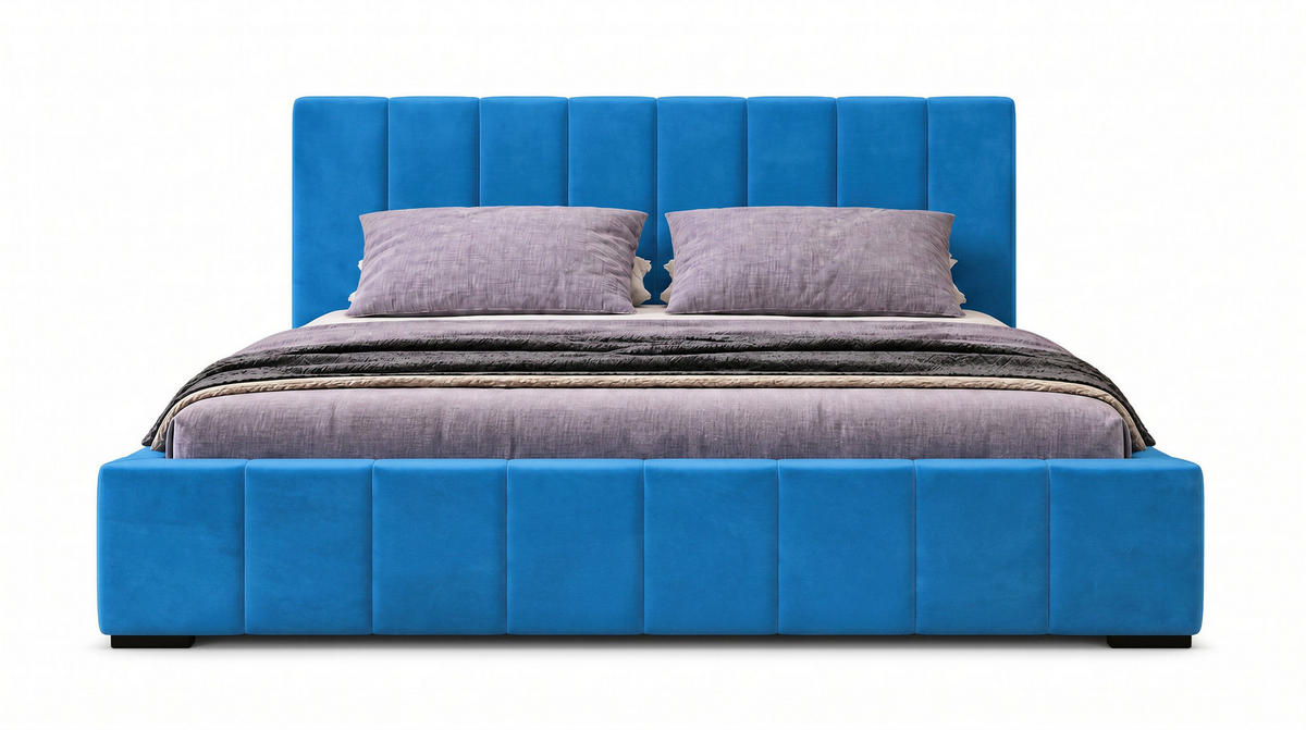 MARPUR Polsterbett NERO 180x200 cm mit Bettkasten und Lattenrost, Blau - Chromfarben/Blau, Holz/Holzwerkstoff (180/200cm) - Marpur