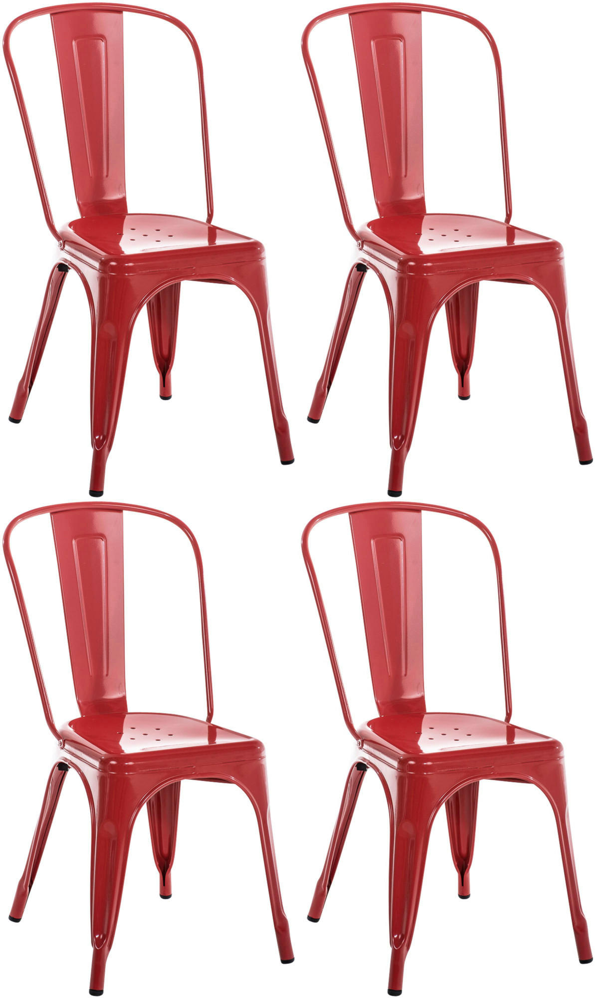 BESUCHERSTUHL 4er Set Metall rot - Rot, Metall (44/89/48cm) - CLP