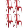 BESUCHERSTUHL 4er Set Metall rot - Rot, Metall (44/89/48cm) - CLP