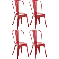 BESUCHERSTUHL 4er Set Metall rot - Rot, Metall (44/89/48cm) - CLP