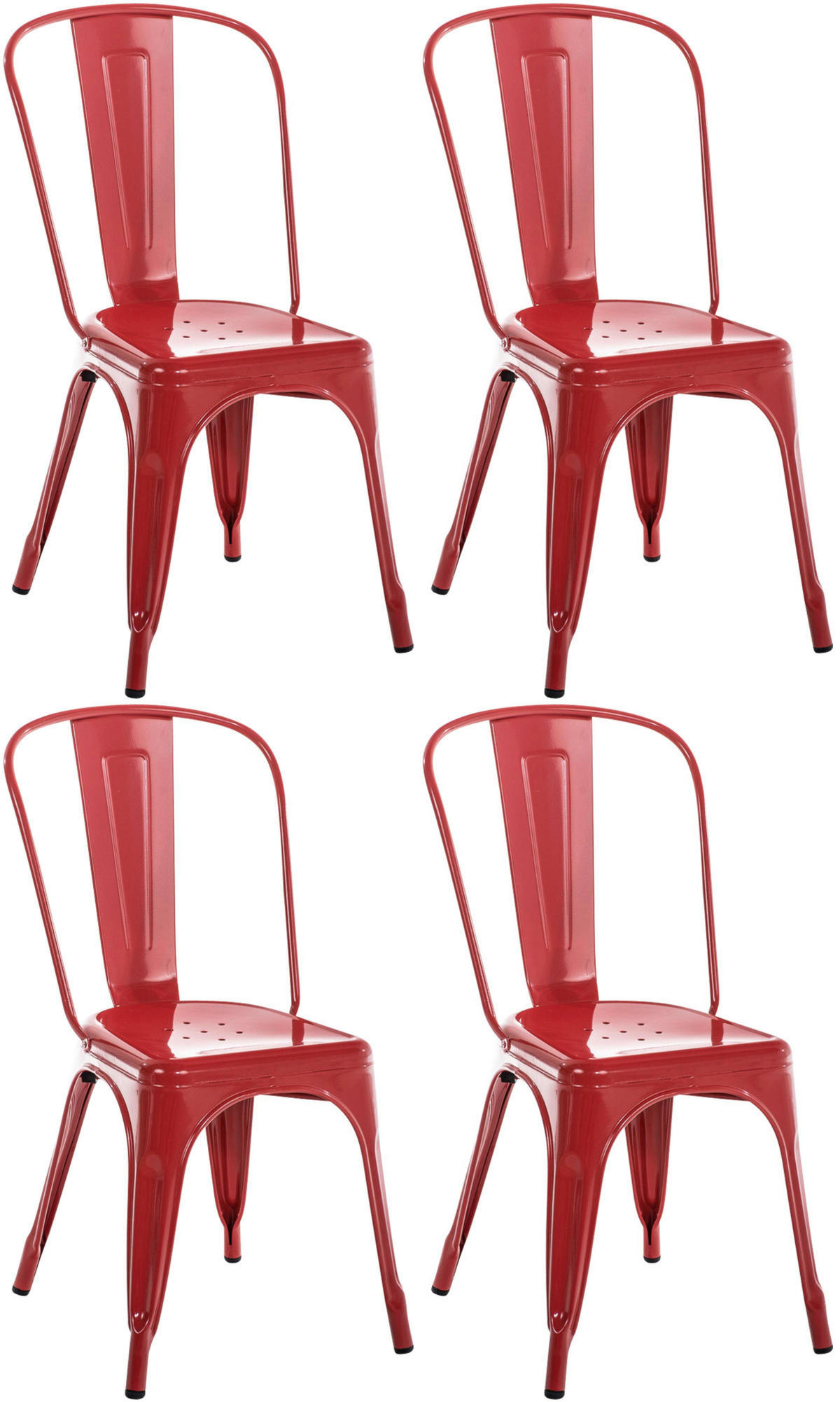 BESUCHERSTUHL 4er Set Metall rot - Rot, Metall (44/89/48cm) - CLP