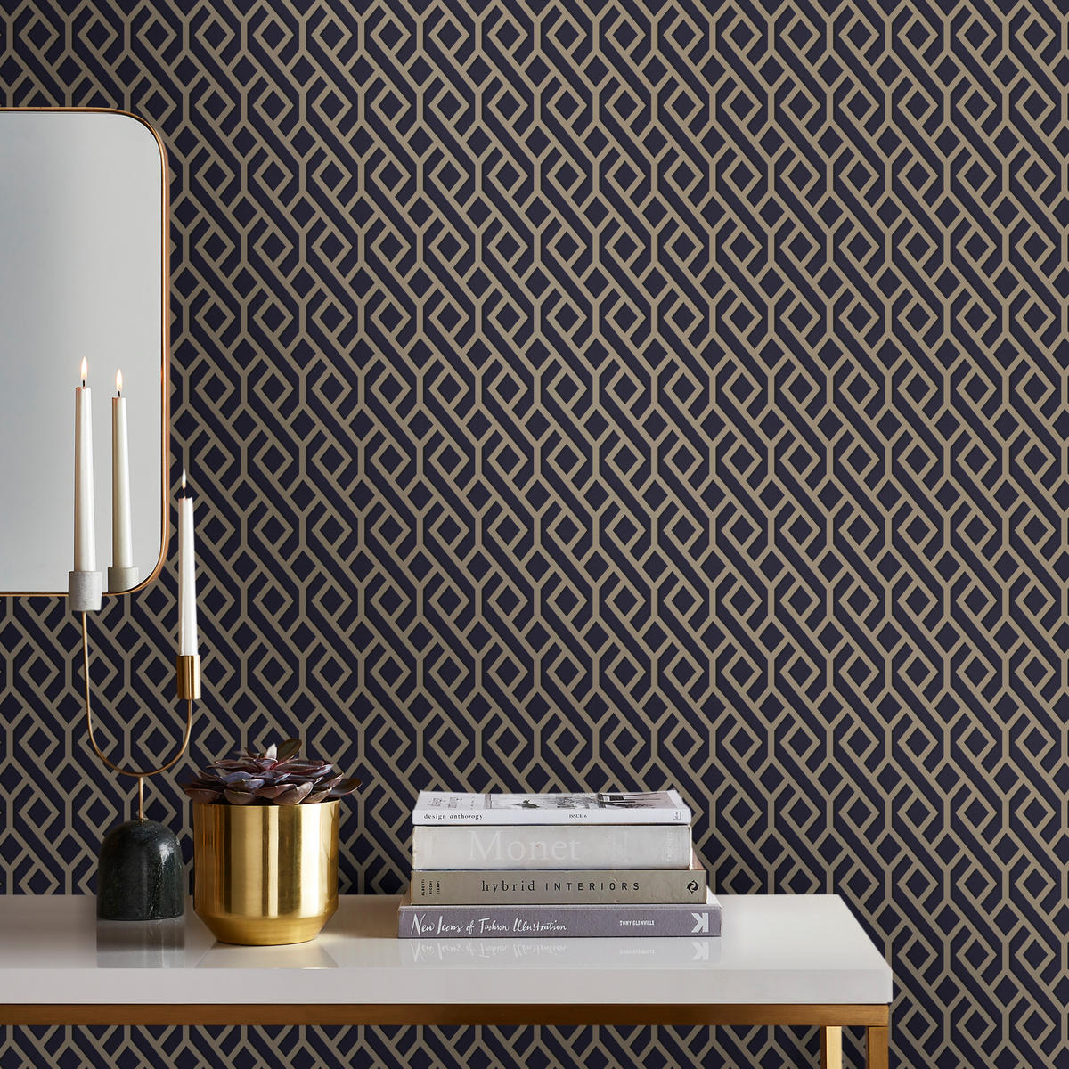 VLIESTAPETE Bellisimo - Blau/Goldfarben, Papier/Kunststoff (52/1000cm) - Sublime