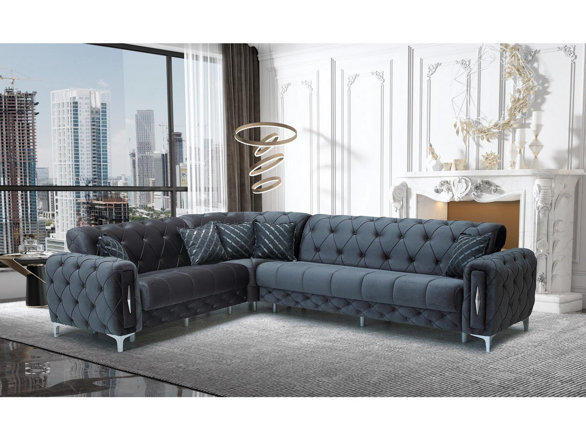 ECKSCHLAFSOFA Patna Antrazhit - Langer Schenkel Rechts - Anthrazit, Holzwerkstoff/Kunststoff (245/315cm)