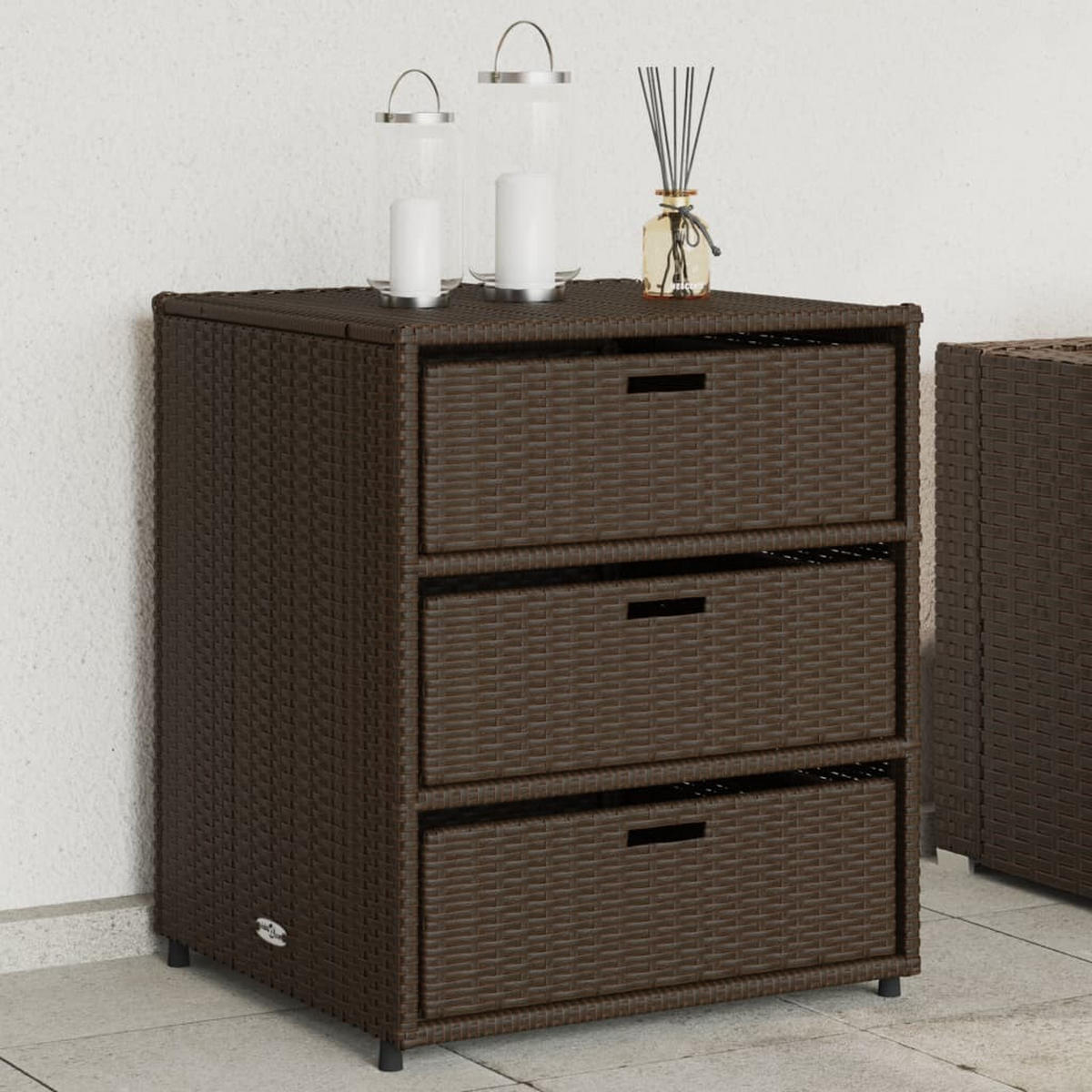 GARTENSCHRANK Braun 55x59x69 cm Poly Rattan - Braun, Kunststoff (55/69/59cm) - furnicato