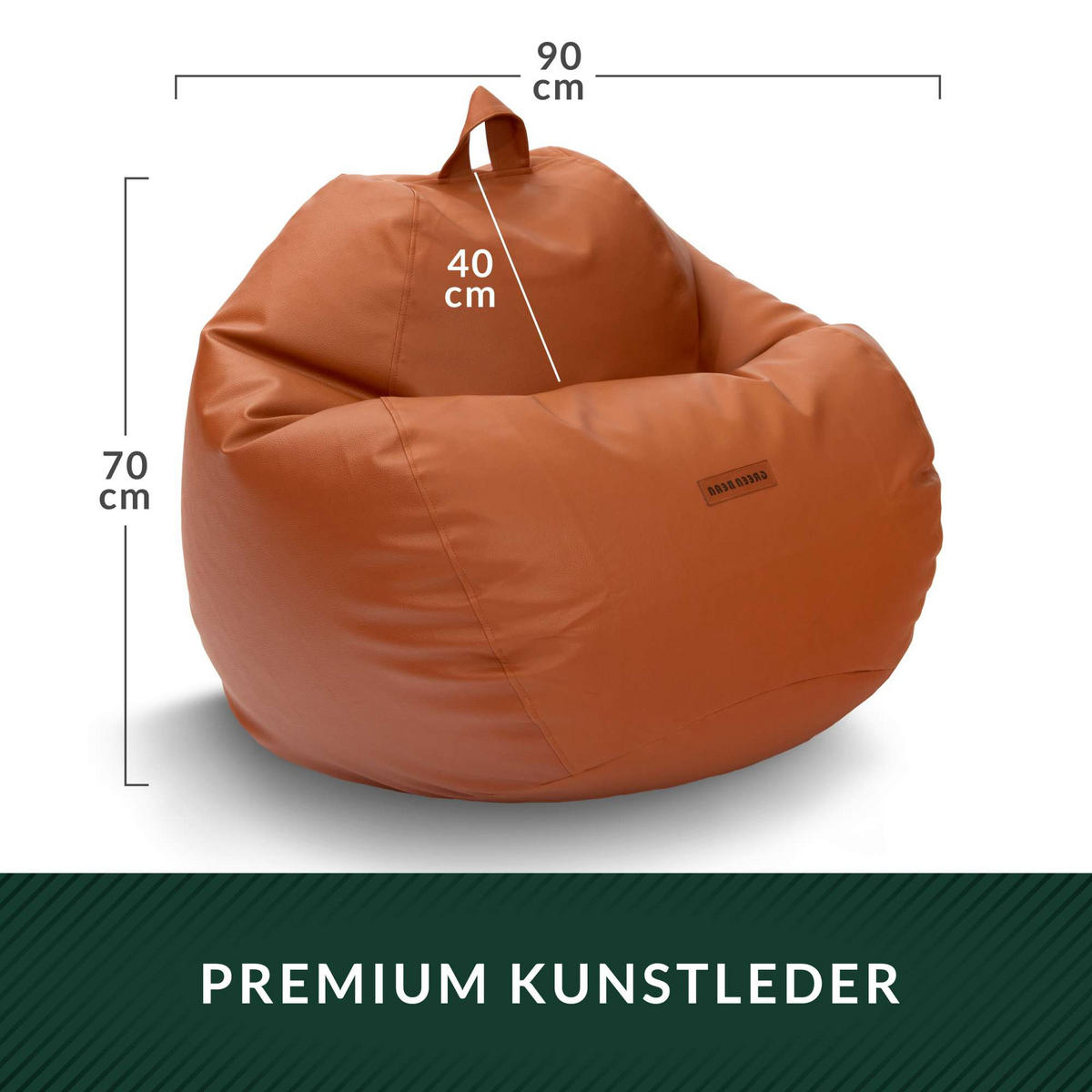 INDOOR SITZSACK Scoop Kunstleder - Hellbraun, Textil (90/70/70cm) - Green Bean