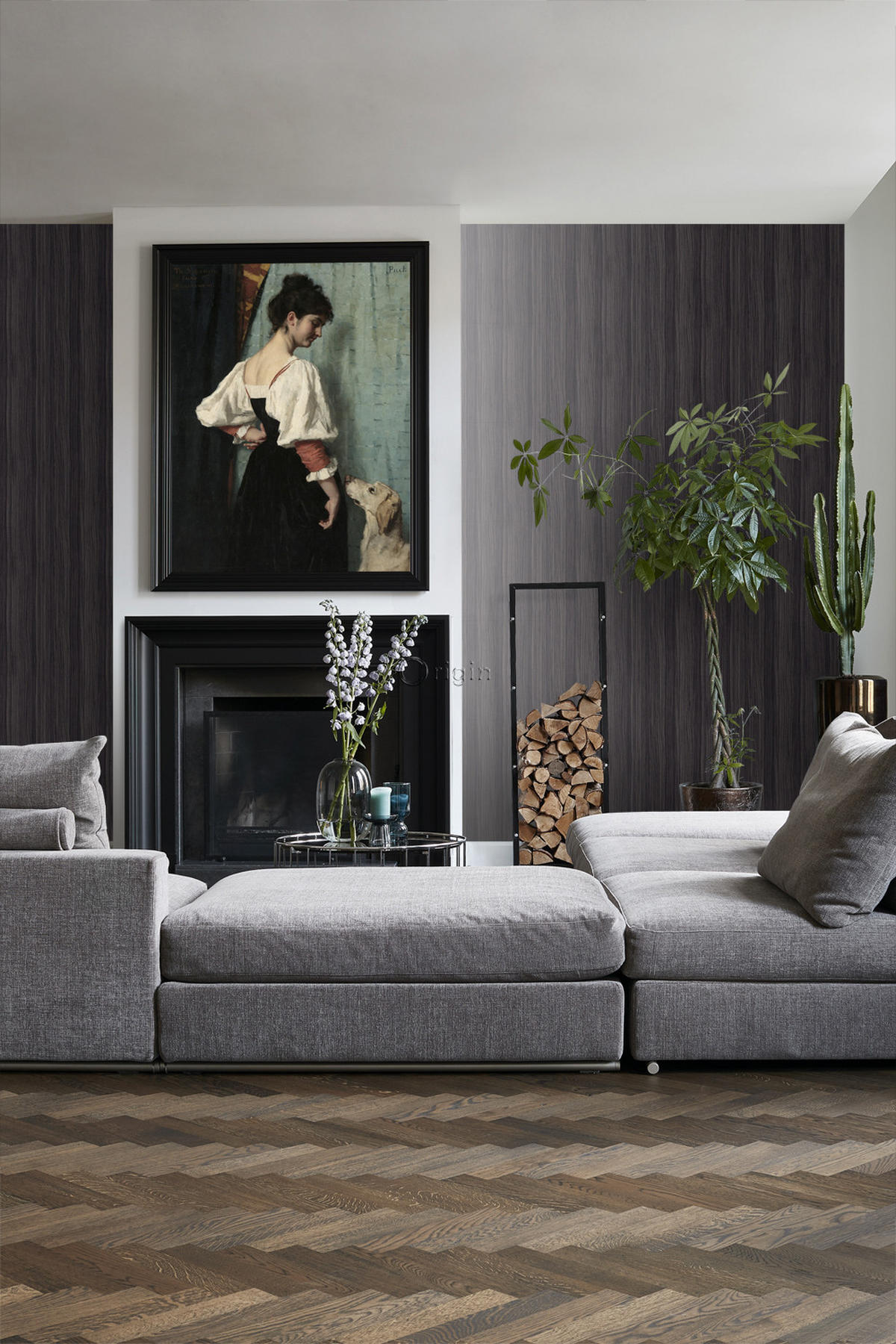 TAPETE Streifenmuster 53 cm x 10.05 m - Lila, Papier (53/1000cm) - Origin Wallcoverings