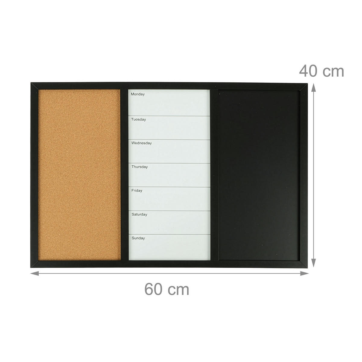 KOMBITAFEL - Multicolor, Naturmaterialien/Holzwerkstoff (60/40/2cm) - Relaxdays