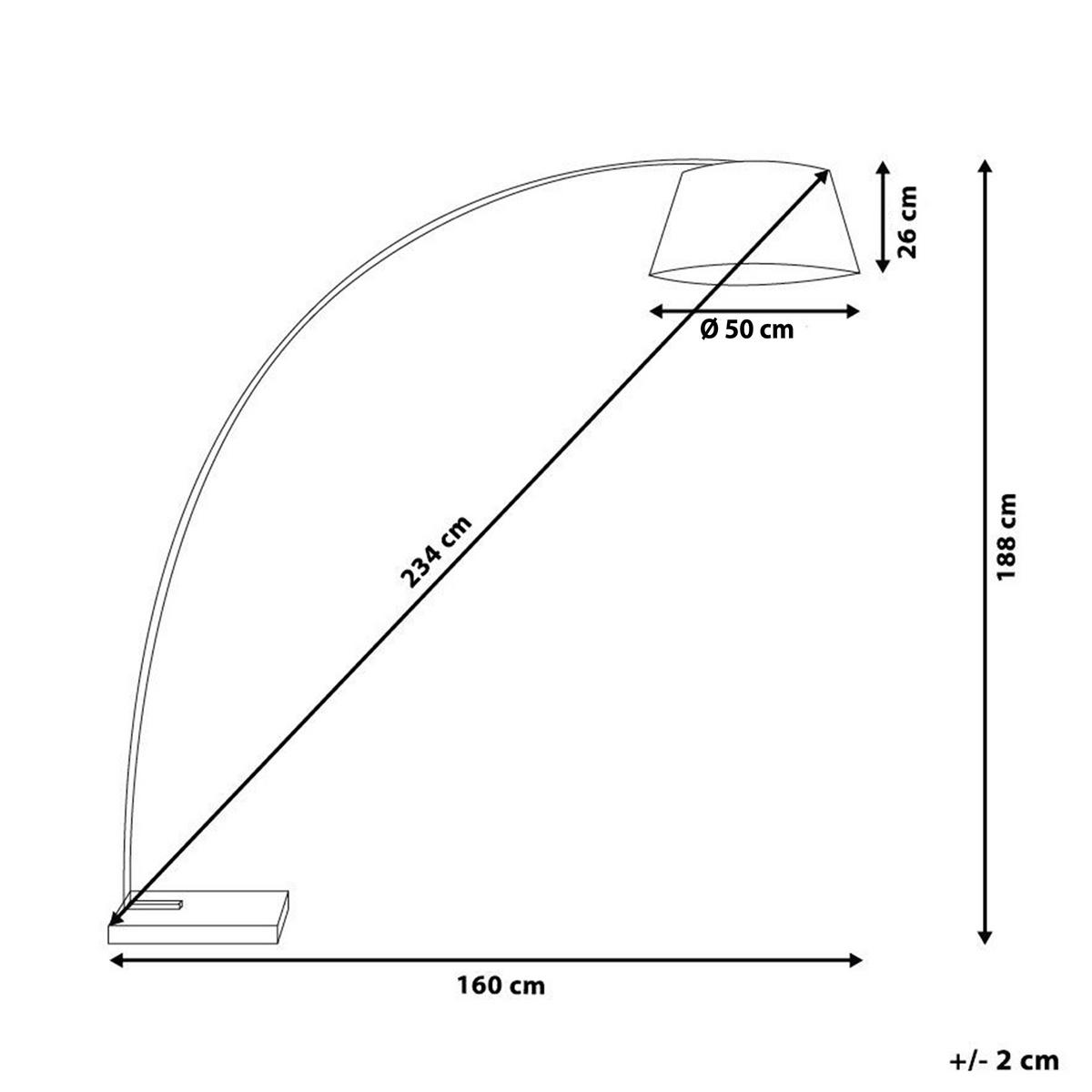 STEHLAMPE Benue 50/50/188 cm - Grau, Metall (50/160/188cm) - Beliani