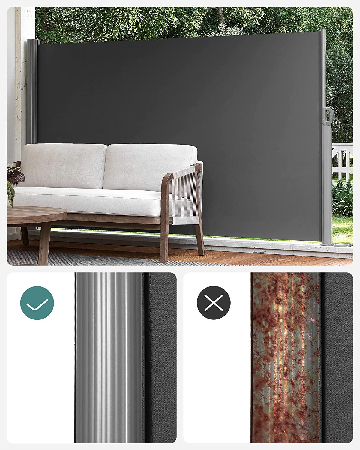 SEITENMARKISEM - Grau, Metall (200/13/350cm) - Hansiro