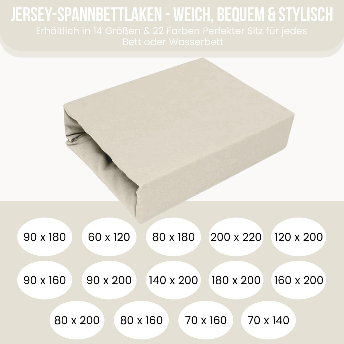 SPANNBETTLAKEN 80/180 cm, Jersey Elastisch 100 % Baumwolle Ecri - Ecru, Textil (80/180cm) - Best For Home