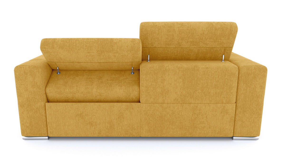 SOFA QUARTZ 3-Sitzer mit 2 Relaxfunktionen, honig - Silberfarben/Honig, Holzwerkstoff/Textil (204/80/102cm) - Courtois Laville