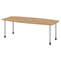KONFERENZTISCH klein KT22 103/220/74 cm in Wildeiche/Füße in Silberfarben - Wildeiche/Silberfarben, Holzwerkstoff (103/220/74cm) - bümö