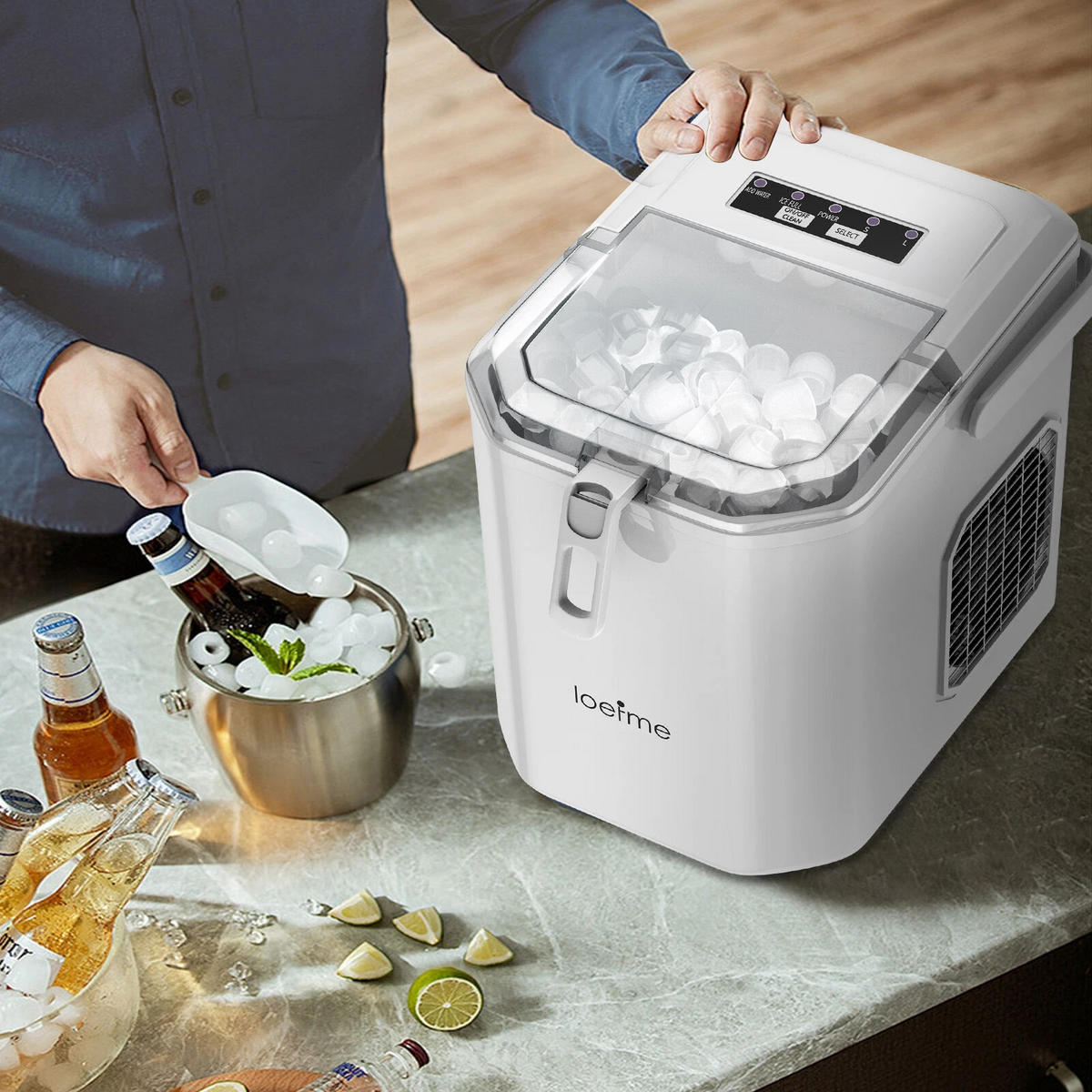 EISWÜRFELBEREITER Desktop Vollautomatisch Silber 12kg 24h - Weiß, Kunststoff (22/29/29cm) - Kaket