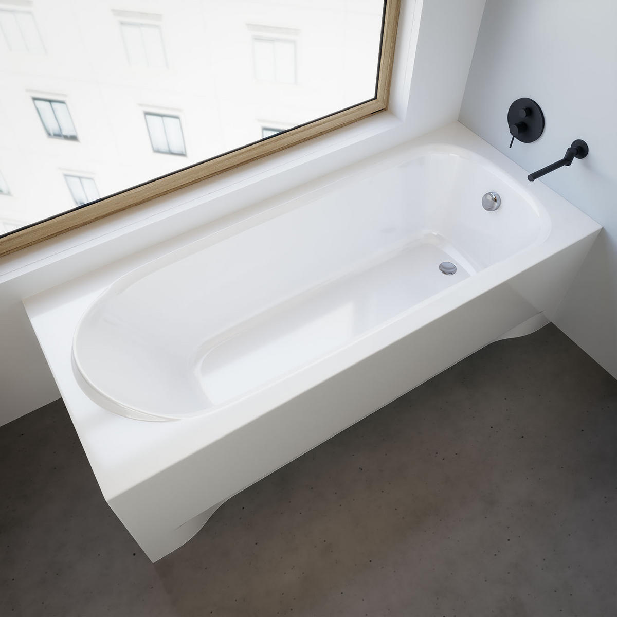 BADEWANNE Rechteck MEDIUM 170/75 mit Schürze Ablauf Füße - Weiß, Kunststoff (75/56/170cm) - bad land