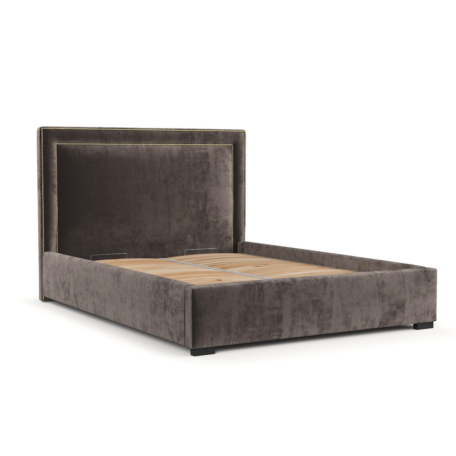 POLSTERBETT Como Braun 160/200 cm im Chenille-Stoff - Schwarz/Naturfarben, Holz/Holzwerkstoff (160/200cm) - Maison de Reve