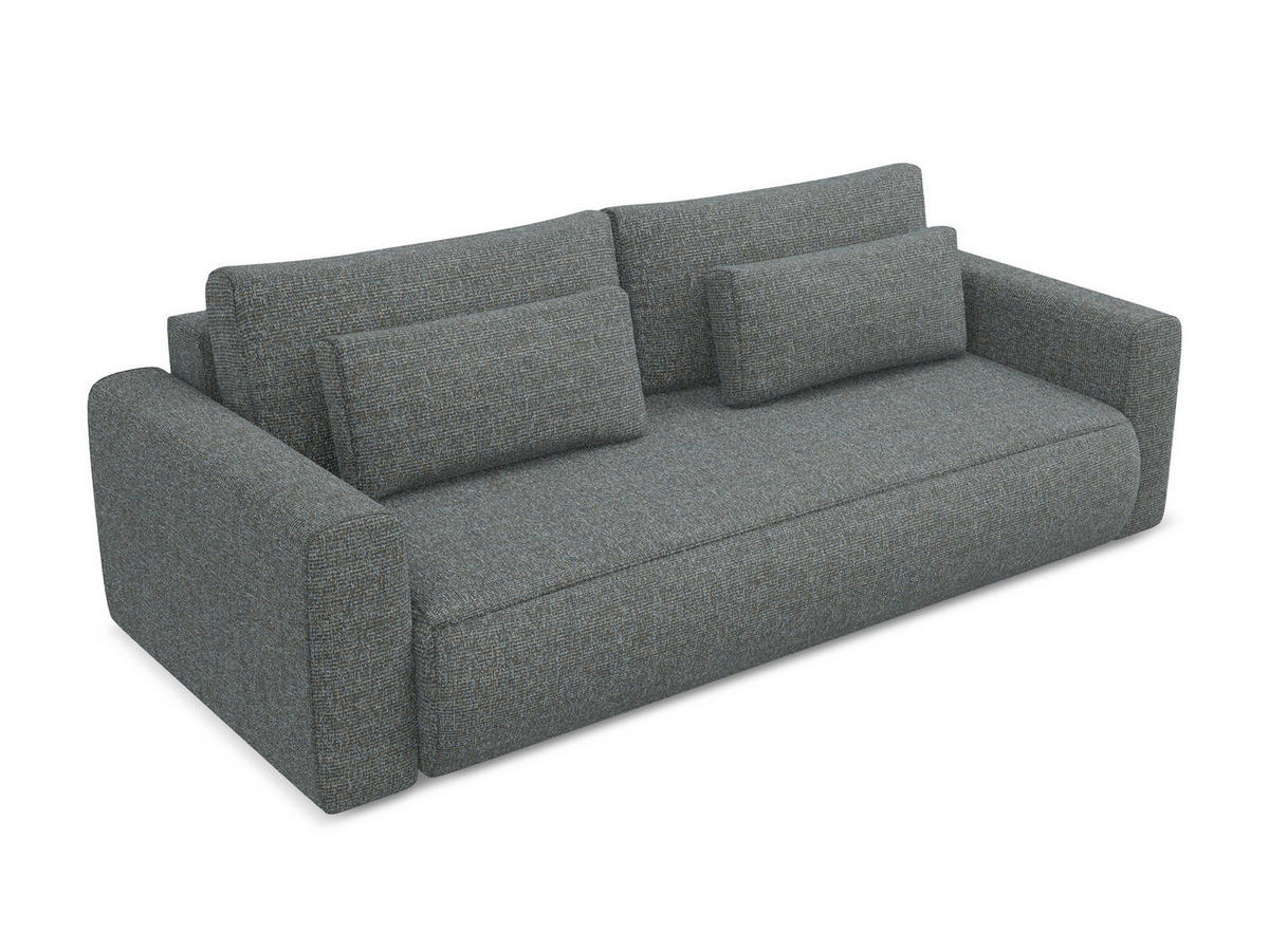 3-SITZER SOFA mit Schlaffunktion Strukturstoff Stoff Grau - Dunkelgrau/Schwarz, Kunststoff/Textil (238/82/105cm) - Makamii