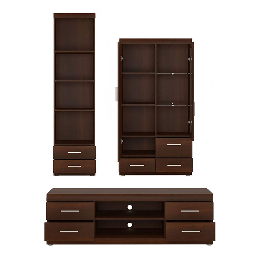 Thumbnail - Feldmann-Wohnen Wohnzimmer-Set, Braun, Holz, 270x195x45 cm, Wohnzimmer, Wohnwände, Wohnwand-Sets