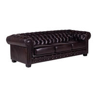 CHESTERFIELD Ledersofa 4-Sitzer - Büffelleder - Braun - BRENTON - Braun, Leder (99/73/240cm) - Vente-Unique