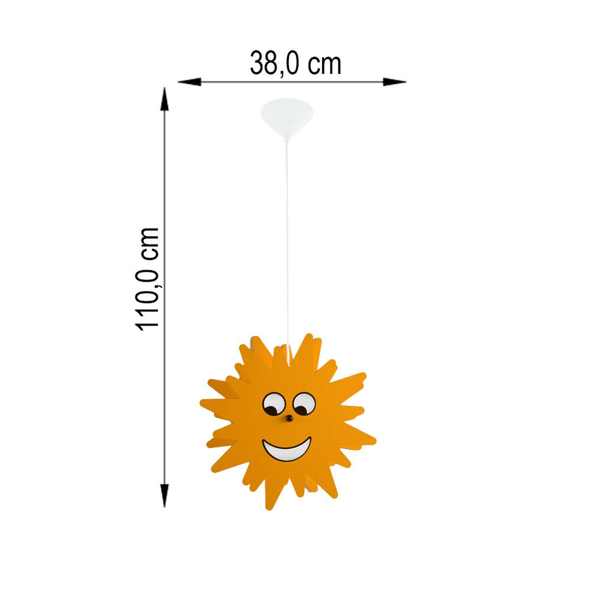 LED HÄNGELEUCHTE Holz Gelb Sonnen-Design - Gelb, Holz (38/38/110cm)
