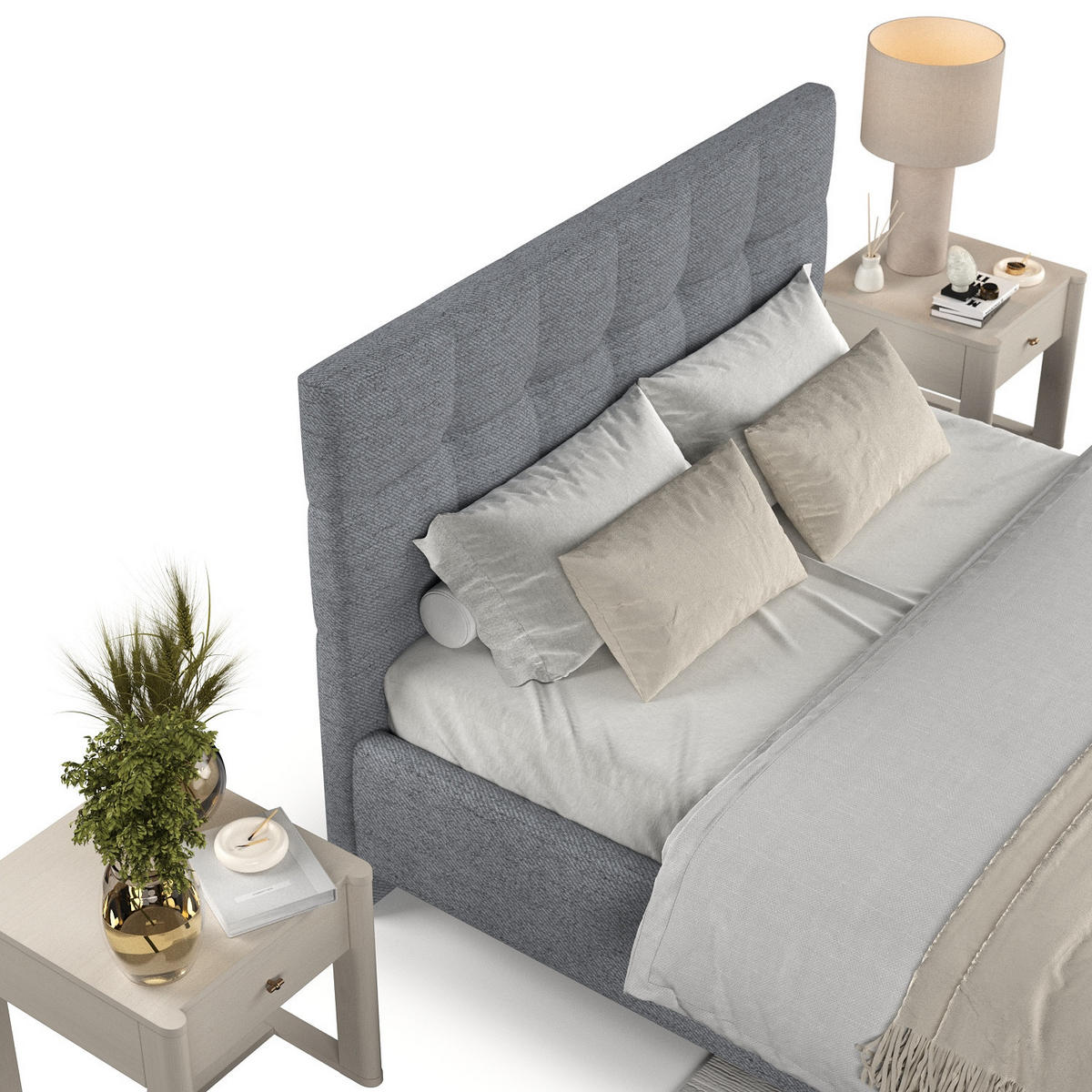 POLSTERBETT Cora 180/200 cm Grau im Neve Stoff - Naturfarben/Grau, Holz/Holzwerkstoff (180/200cm) - AltaBeds