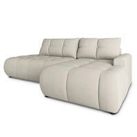 ECKSOFA FLUMA CL R-S Creme Samtstoff mit Schlaffunktion - Creme, Holzwerkstoff/Textil (279/158cm) - MASSENO
