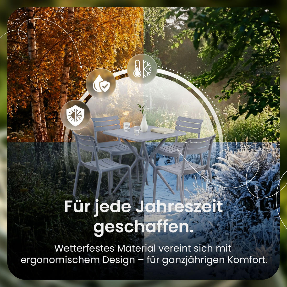 GARTENSITZGRUPPE 4 Kunststoff Grau - Grau, Kunststoff - CLP