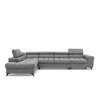 ECKSOFA PUDDING MAXI L Links mit Schlaffunktion 125x195 Velours Grau - Schwarz/Grau, Holz/Textil (203/350cm) - Muffo