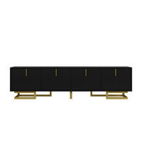 TV-SCHRANK 160/38/44,5 cm Schwarz mit 4 Türen und goldenen Beinen - Goldfarben/Schwarz, Holzwerkstoff/Metall (160/44.5/38cm) - Oxeza