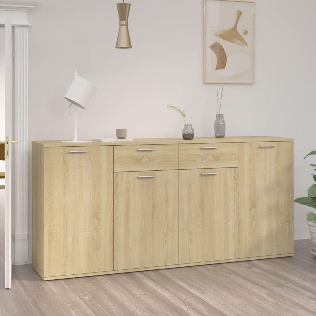 SIDEBOARD Sonoma-Eiche 160x36x75 cm Holzwerkstoff - Braun, Holzwerkstoff (160/75/36cm) - furnicato