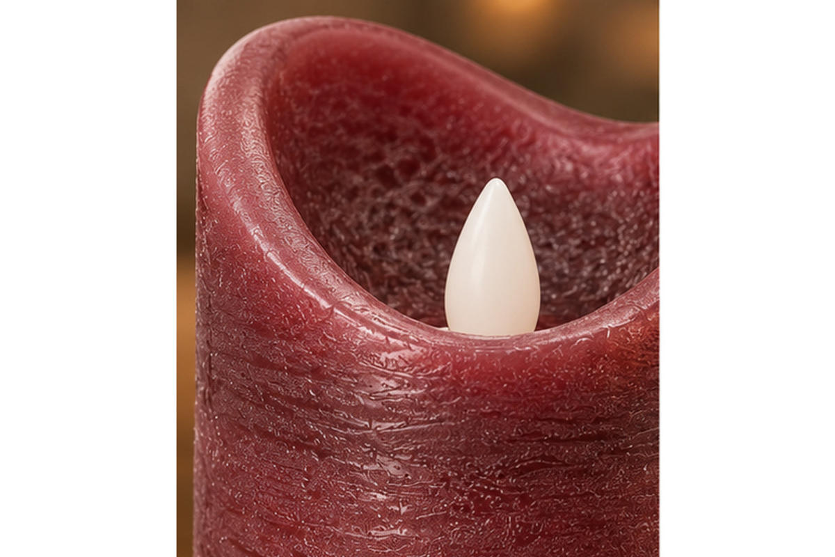 LED-KERZE Ø7,5x10 cm, Dunkelrot - Dunkelrot, Naturmaterialien (7.5/7.5/10cm) - dasmöbelwerk