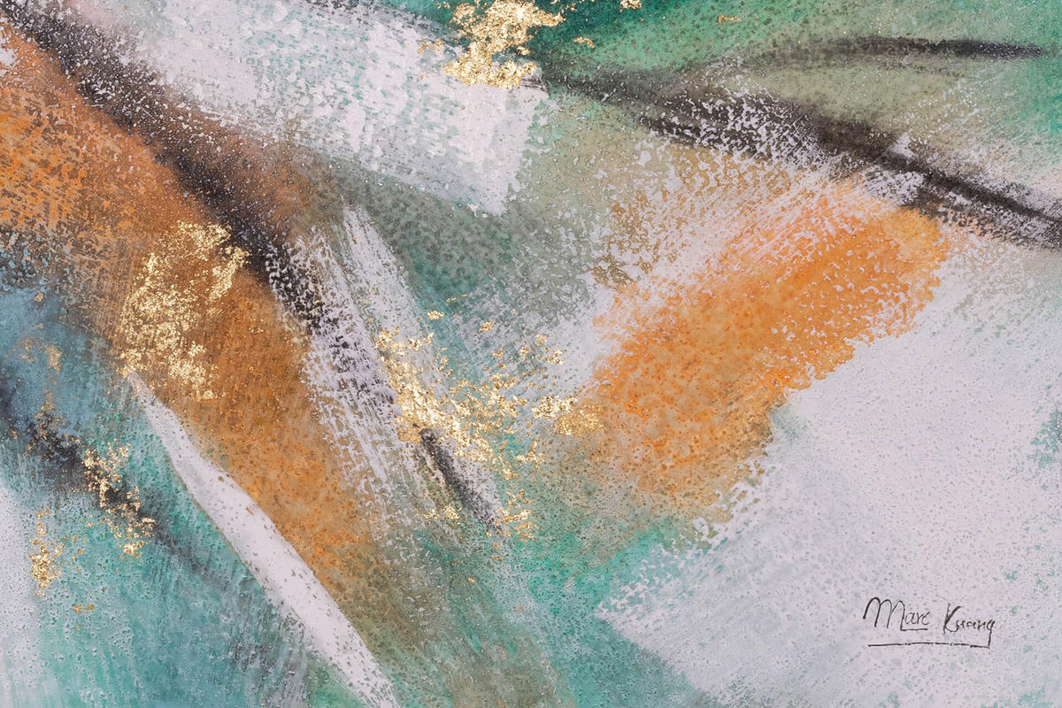 ACRYLBILD HANDGEMALT 120/60 cm - Türkis/Pink, Holz/Textil (120/60cm) - KUNSTLOFT