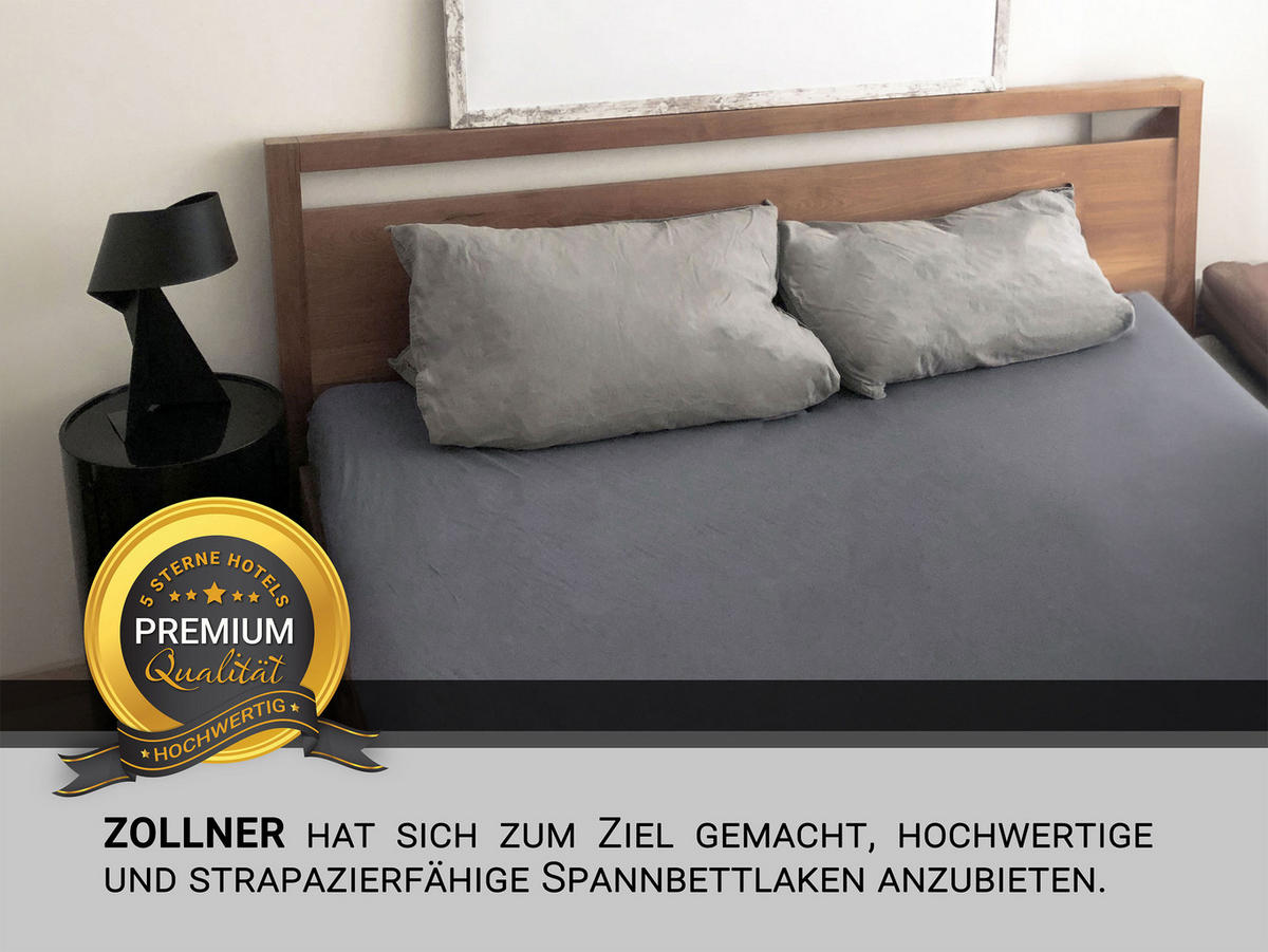 SPANNBETTLAKEN, 180x200 cm, 100% Baumwolle, Grau - Anthrazit, Textil (180/200cm) - Zollner
