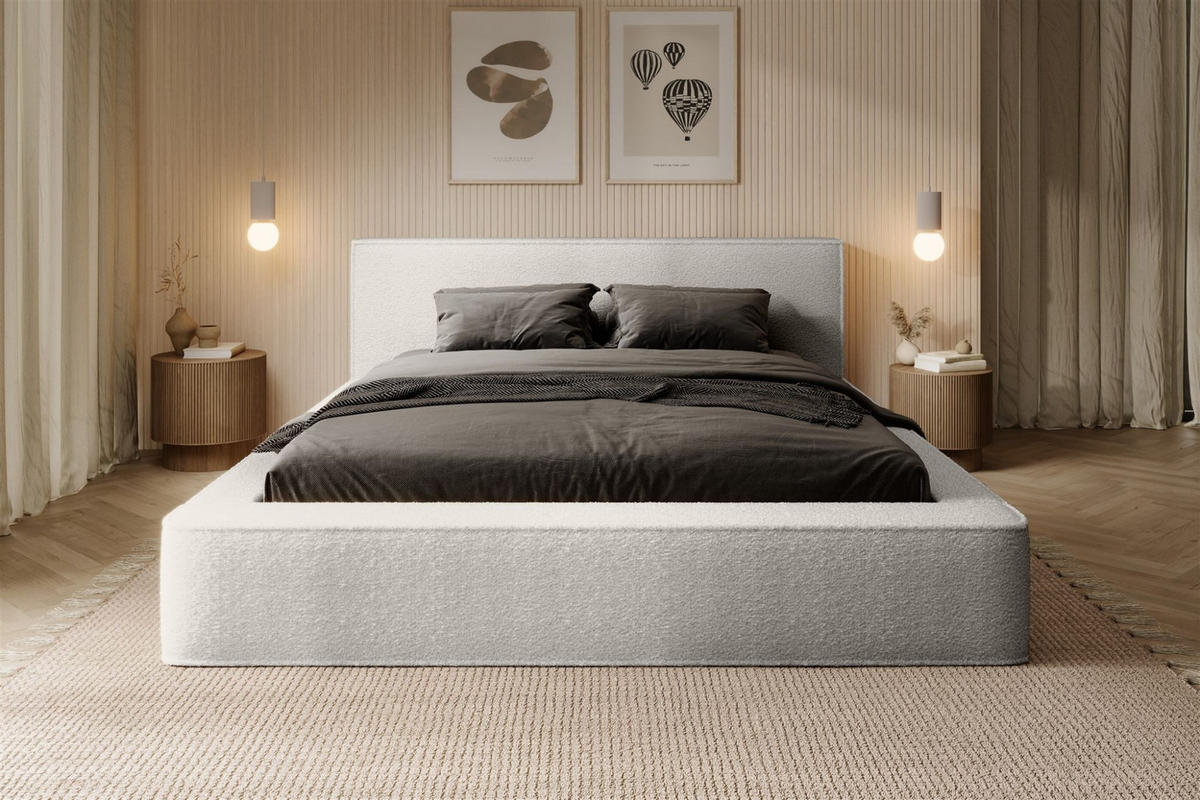POLSTERBETT Omaha In Euphoria - Weiß, Holzwerkstoff/Textil (160/200cm) - Fun Möbel