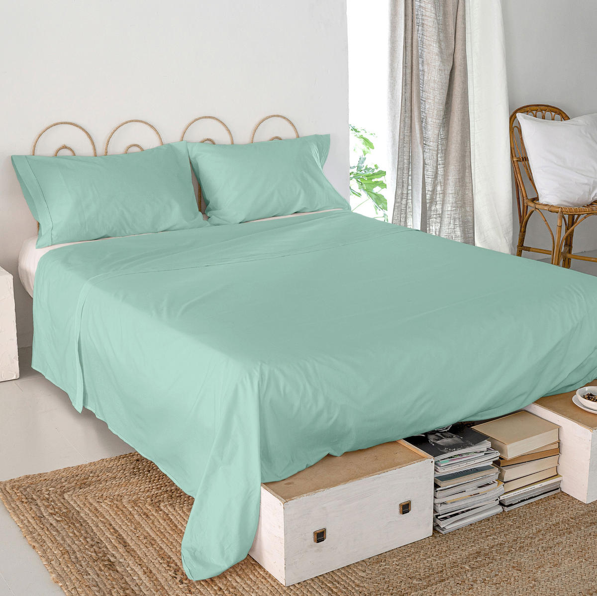 OBERBETTLAKEN basic 180x270 cm minze - Mintgrün, Textil (180/270cm) - Happy Friday