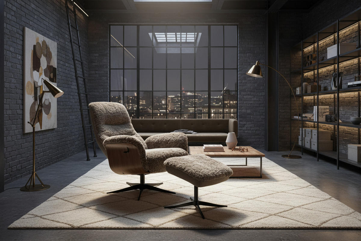 RELAXSESSEL SILVA Beige Schaffell Relaxfunktion - Beige/Schwarz, Naturmaterialien/Fell (77/106/86cm) - KAWOLA