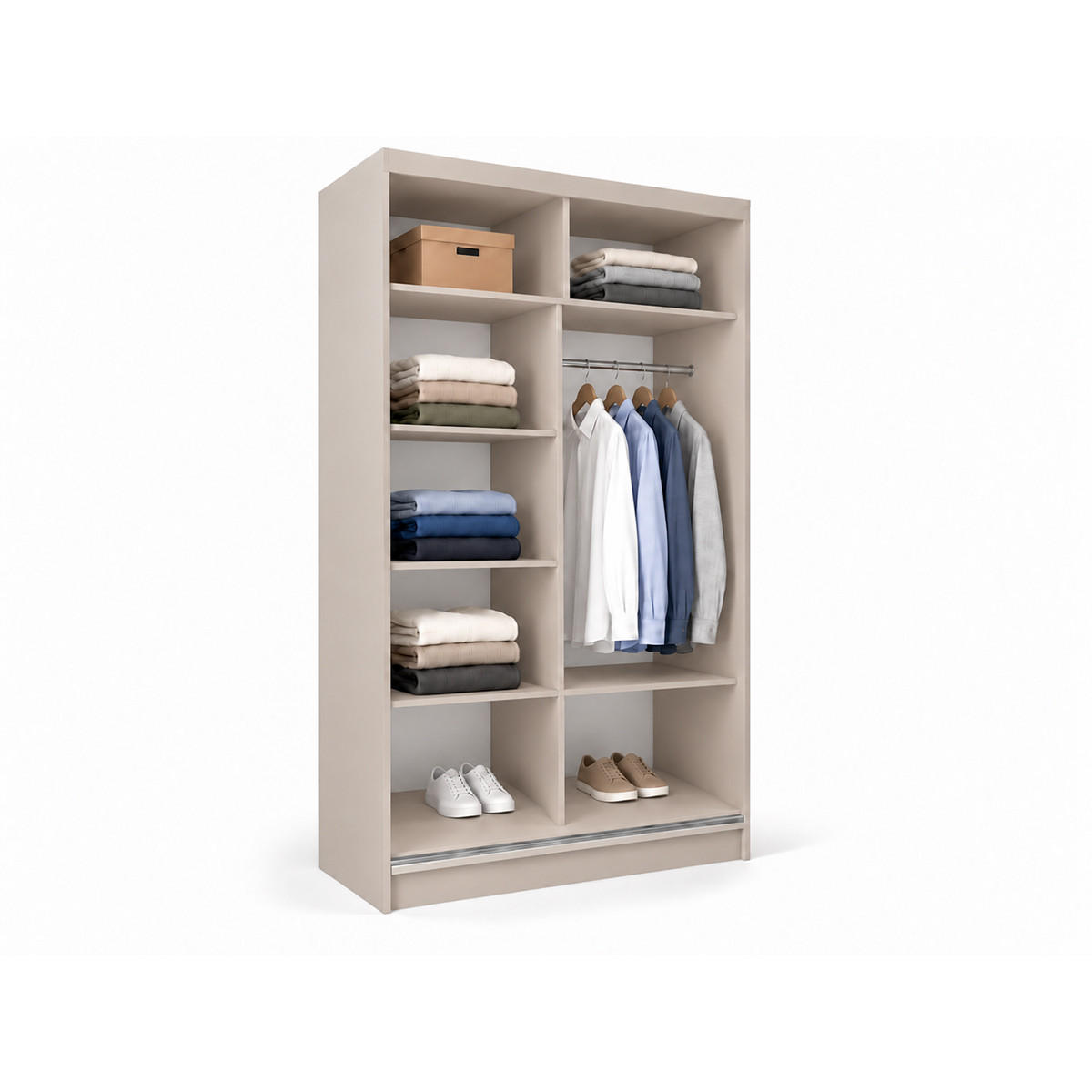 KLEIDERSCHRANK Lumil 120 cm Kaschmir Griffe silber - Kaschmir, Holzwerkstoff (120/216/61cm) - KS Home Concept