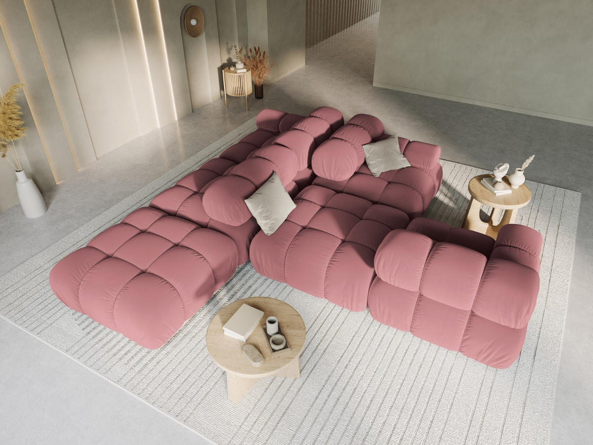 MODULARES-SOFA rechts Bellis aus Samt rosa 4 Sitzplätze - Pink, Textil (94/63/282cm) - Micadoni