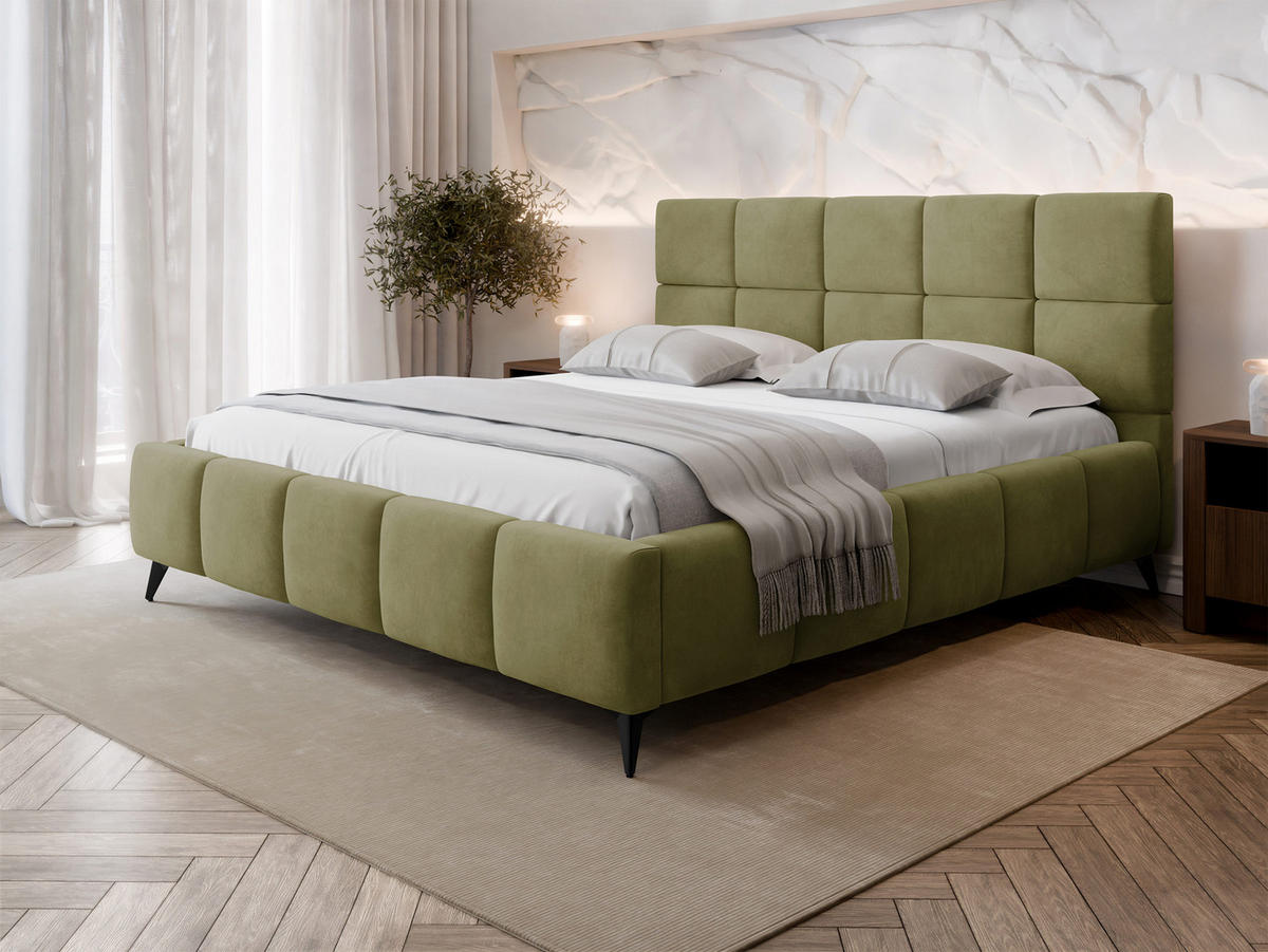 POLSTERBETT Amber - Schwarz/Naturfarben, Holzwerkstoff/Textil (160/200cm) - MIRJAN24