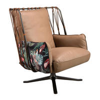 DREHSESSEL Braun Stahl abgedunkelt 90/92/102 cm - Braun, Leder/Metall (90/102/92cm) - ANGEL CERDA