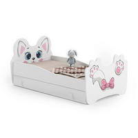 KINDERBETT Pink Cat mit Schublade und Matratze - Weiß, Holzwerkstoff (70/140cm) - Kids Collective