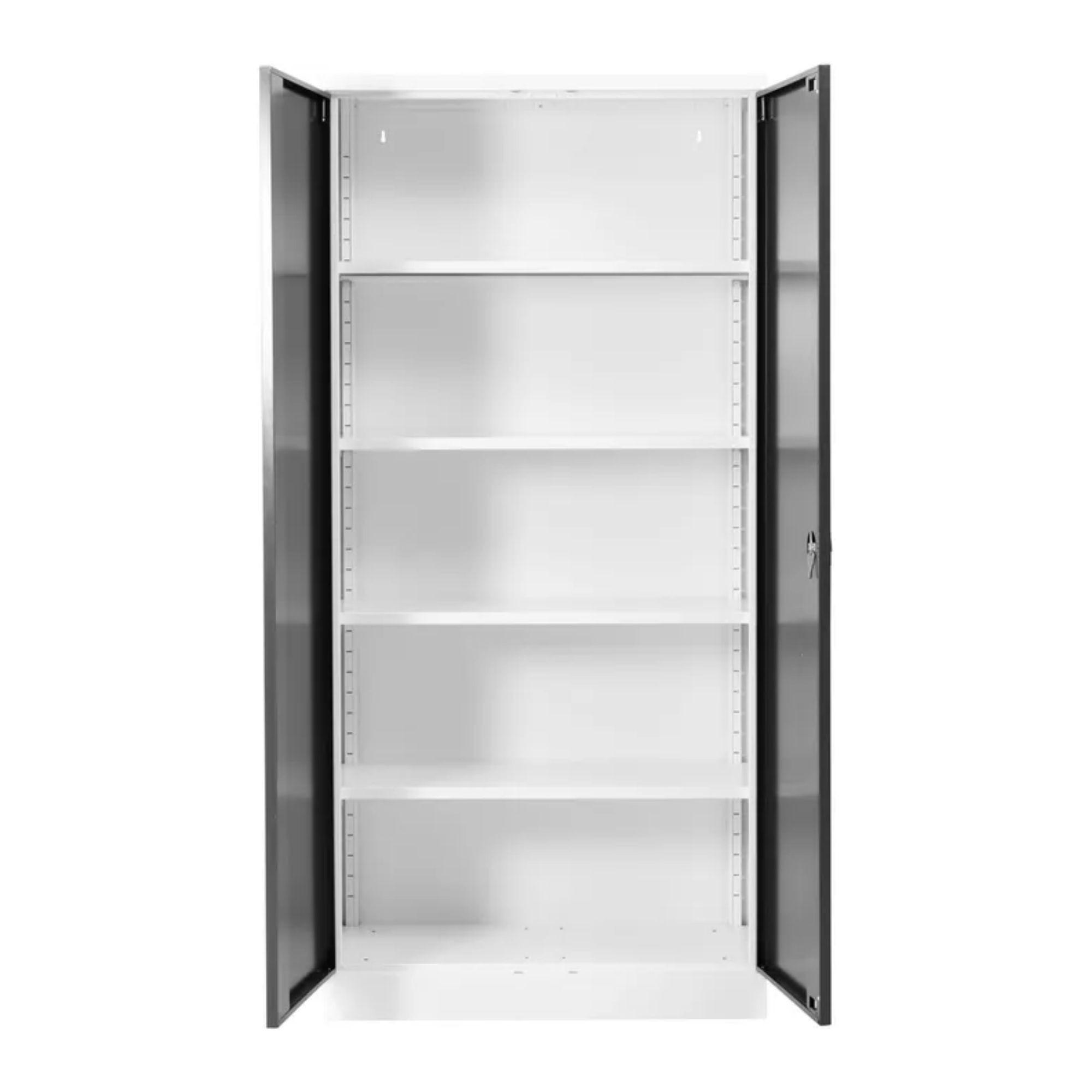 STAHLSCHRANK Bee mit 4 lackierten Fachböden 195x92x42 cm Korpusfarbe Verkehrsweiß Frontfarbe Anthrazit - Anthrazit, Metall (92/195/42cm)