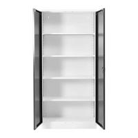 STAHLSCHRANK Bee mit 4 lackierten Fachböden 195x92x42 cm Korpusfarbe Verkehrsweiß Frontfarbe Anthrazit - Anthrazit, Metall (92/195/42cm)