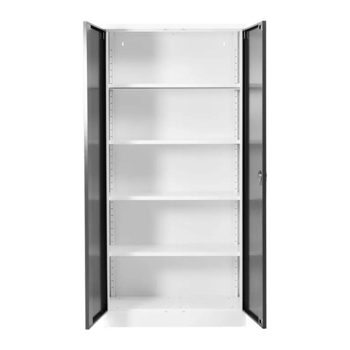 STAHLSCHRANK Bee mit 4 lackierten Fachböden 195x92x42 cm Korpusfarbe Verkehrsweiß Frontfarbe Anthrazit - Anthrazit, Metall (92/195/42cm)