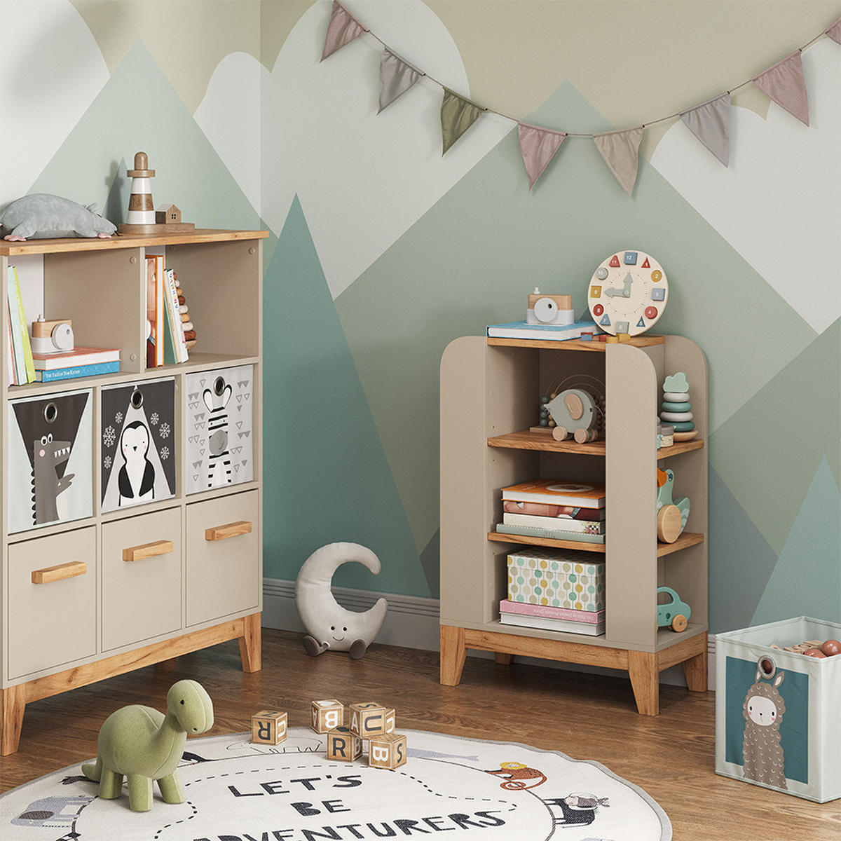 KINDERREGAL Malia Cashmere 60 x 88 cm mit 9 fächern - Kaschmir/Hellgrau, Holzwerkstoff (60/88/30cm) - VitaliSpa