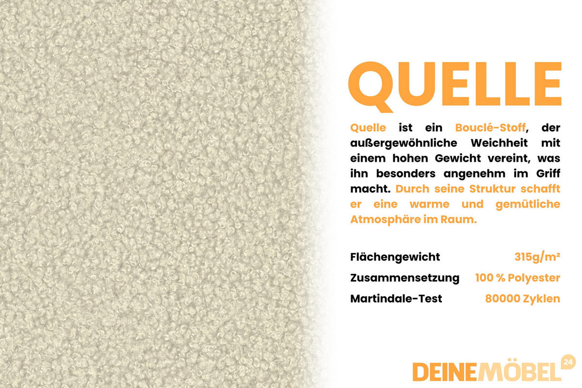 POLSTERBETT LUVA 200/200 in Boucle Creme - Creme, Holz/Holzwerkstoff (200/200cm) - Deine Möbel 24