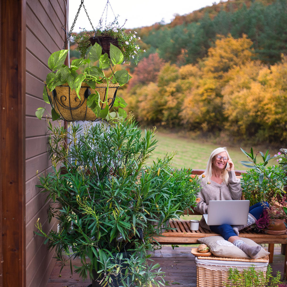 3XHÄNGEKORB - Multicolor, Textil/Metall (35/61/35cm) - Relaxdays